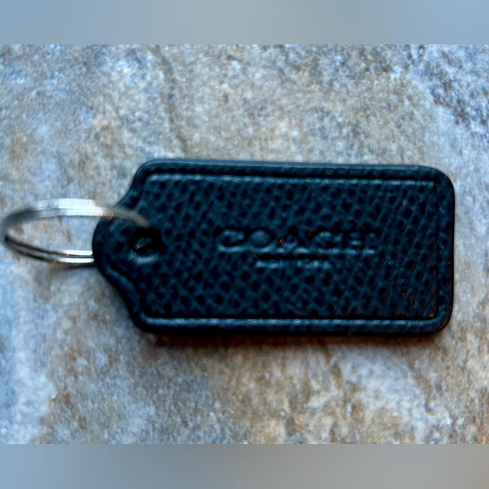 COACH Black Leater Key Chain / Bag Charm - NEW